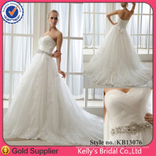 Elegant Style Embroidered On Net Sweetheart Neckline Pleated Lace Tulle Latest Wedding Dresses